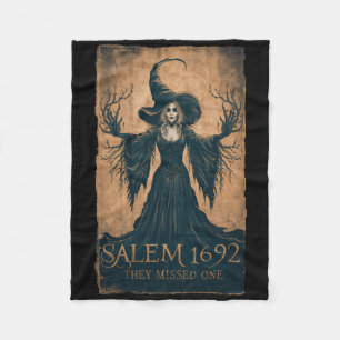 Salem 1692 They Missed One Halloween Feminist Witc Fleece Blanket