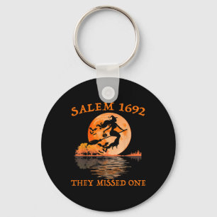 Salem 1692 They Missed One Witch Riding Broom Hall Key Ring