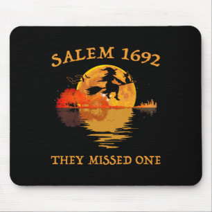 Salem 1692 They Missed One Witch Riding Broom Hall Mouse Mat