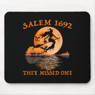 Salem 1692 They Missed One Witch Riding Broom Hall Mouse Mat
