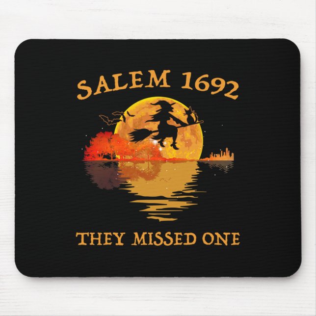 Salem 1692 They Missed One Witch Riding Broom Hall Mouse Mat (Front)