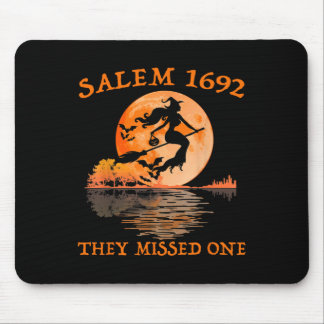 Salem 1692 They Missed One Witch Riding Broom Hall Mouse Mat