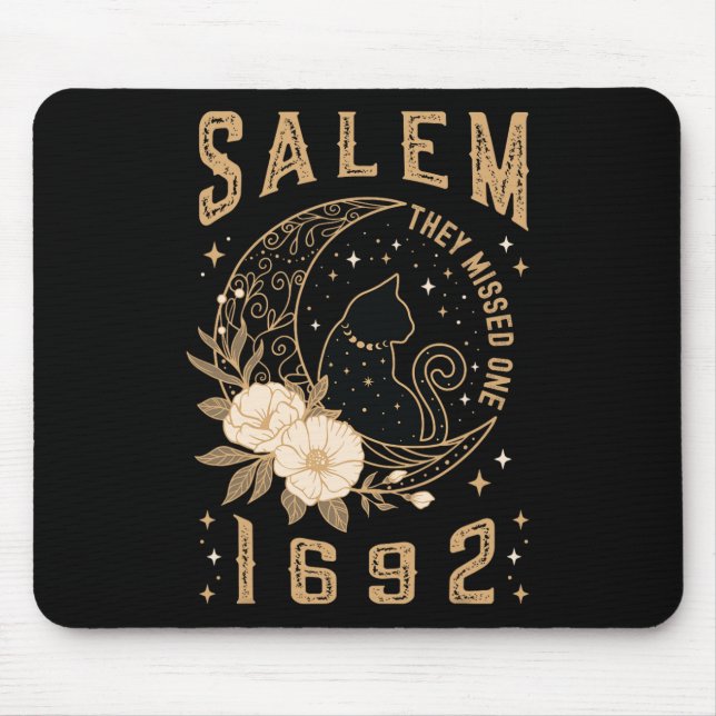 Salem 1692 They Missed One Witch Trial Black Cat M Mouse Mat (Front)