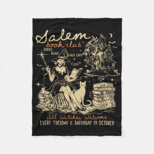 Salem Book Club Funny Bookish Halloween Spooky Rea Fleece Blanket
