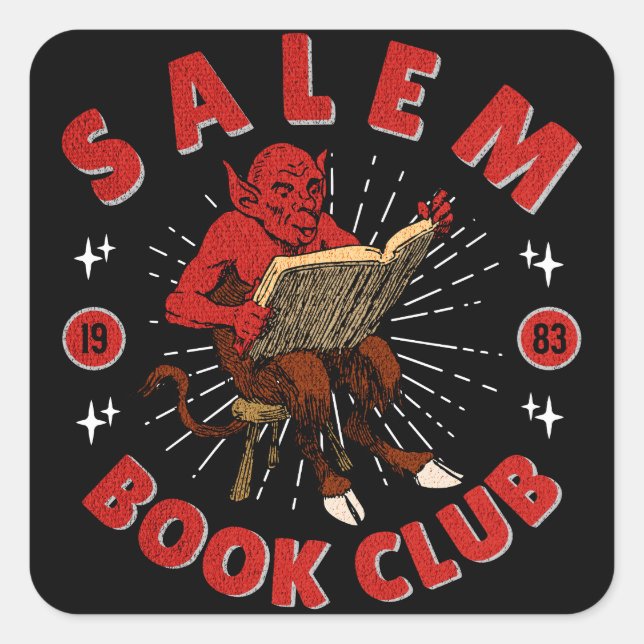 Salem Book Club Vintage Devil Square Sticker (Front)