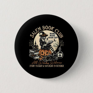 Salem Book Club Witch Cat Halloween Spooky Season 6 Cm Round Badge