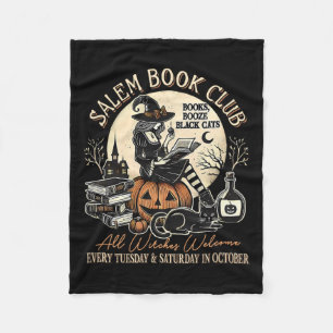 Salem Book Club Witch Cat Halloween Spooky Season  Fleece Blanket