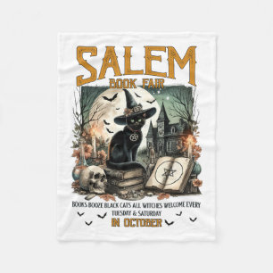 Salem Book Fair Funny Bookish Halloween Spooky Rea Fleece Blanket