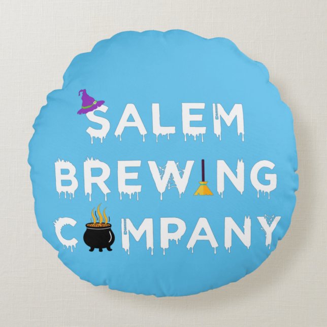 Salem Brewing Company White  Round Cushion (Front)