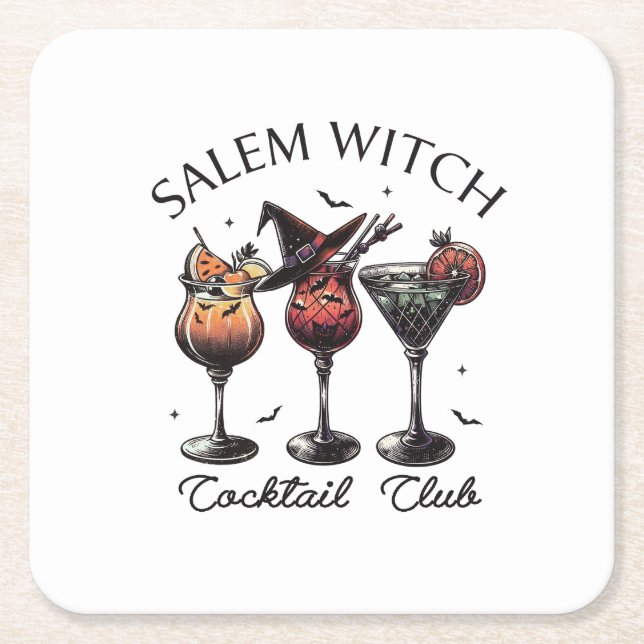 Salem Cocktail Club Square Paper Coaster (Front)