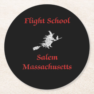 Salem Flight School Halloween Witch Apparel Gift Round Paper Coaster
