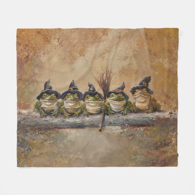 Salem Frogs Hand painted Fleece Blanket (Front (Horizontal))