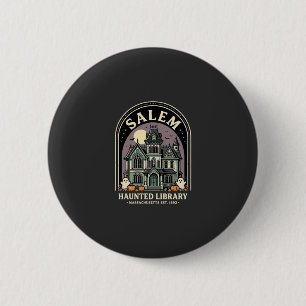 Salem Haunted Library Halloween Design_1 6 Cm Round Badge
