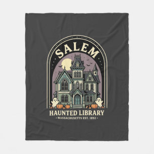 Salem Haunted Library Halloween Design_1 Fleece Blanket