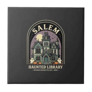 Salem Haunted Library Halloween Design_1 Tile