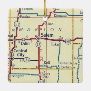 Salem IL Vintage Map Ceramic Ornament