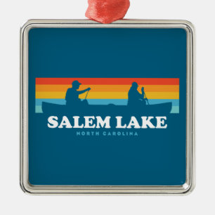 Salem Lake North Carolina Canoe Metal Tree Decoration