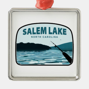 Salem Lake North Carolina Fishing Rod Metal Tree Decoration