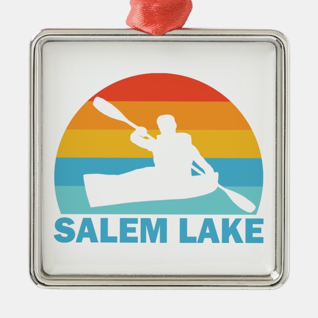 Salem Lake North Carolina Kayak Metal Tree Decoration (Front)