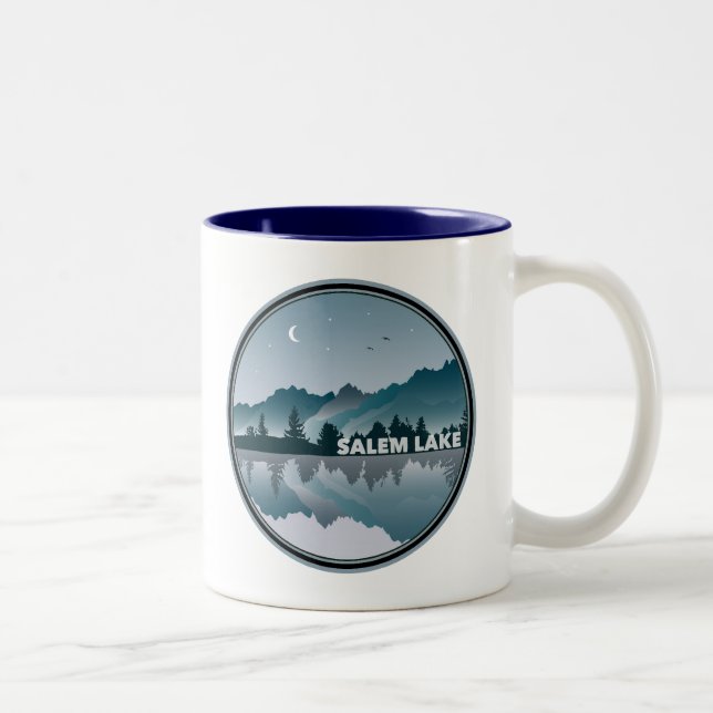 Salem Lake North Carolina Reflection Two-Tone Coffee Mug (Right)