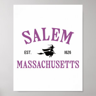 Salem Machusetts Witch Flying Broomstick Halloween Poster