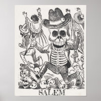 Salem Massachusetts Skull Occult Poster