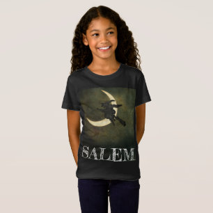 Salem Massachusetts Witch flying on broom tee