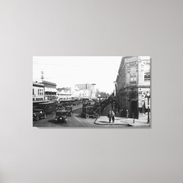 Salem, OR Town View on State Street Photograph Canvas Print (Front)