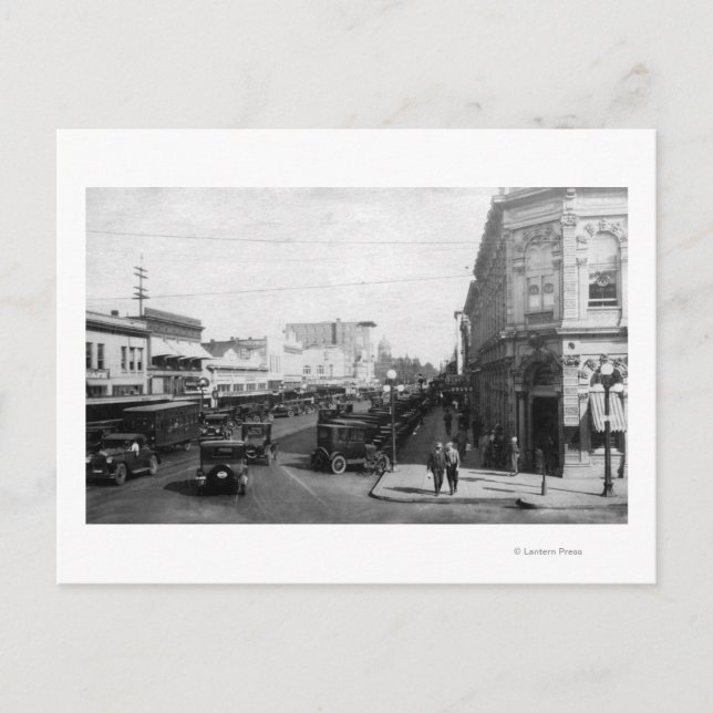 Salem, OR Town View on State Street Photograph Postcard (Front)