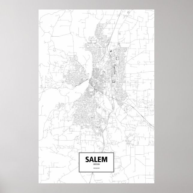 Salem, Oregon (black on white) Poster (Front)