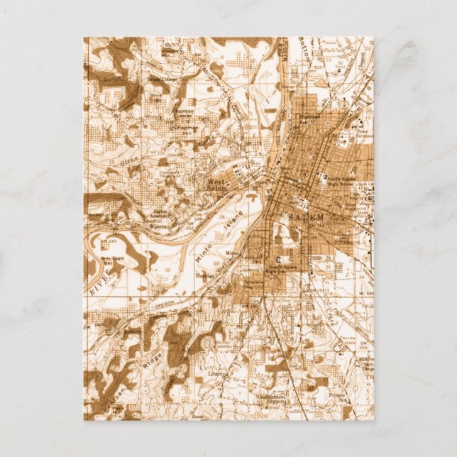 Salem Oregon vintage map Postcard (Front)