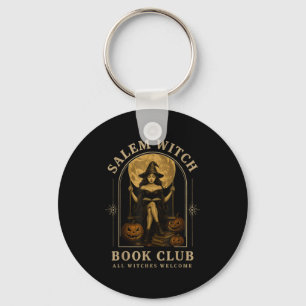 Salem Witch Book Club Bookish Halloween Full Moon Key Ring