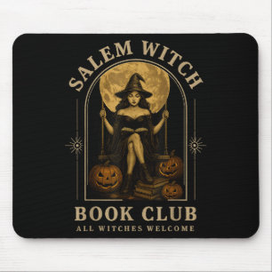 Salem Witch Book Club Bookish Halloween Full Moon Mouse Mat