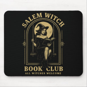 Salem Witch Book Club Bookish Halloween Full Moon Mouse Mat