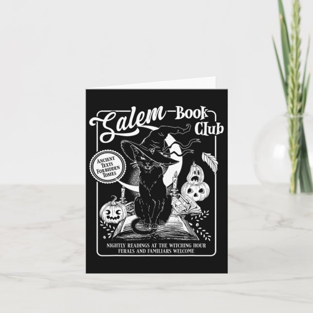 Salem Witch Book Club Bookish Retro Halloween Blac Card (Front)