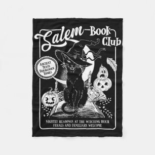 Salem Witch Book Club Bookish Retro Halloween Blac Fleece Blanket
