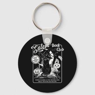 Salem Witch Book Club Bookish Retro Halloween Blac Key Ring