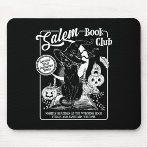Salem Witch Book Club Bookish Retro Halloween Blac Mouse Mat