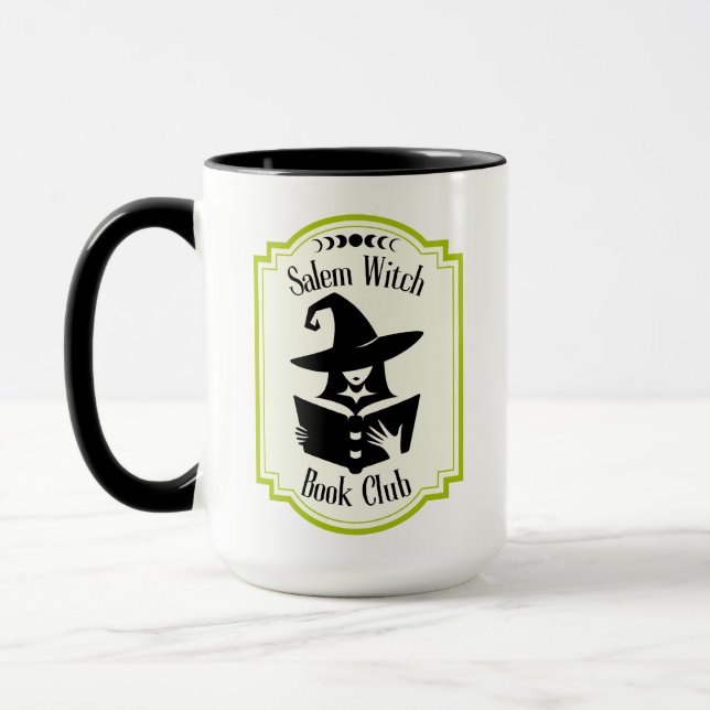 Salem witch book club Halloween book lover green Mug (Left)