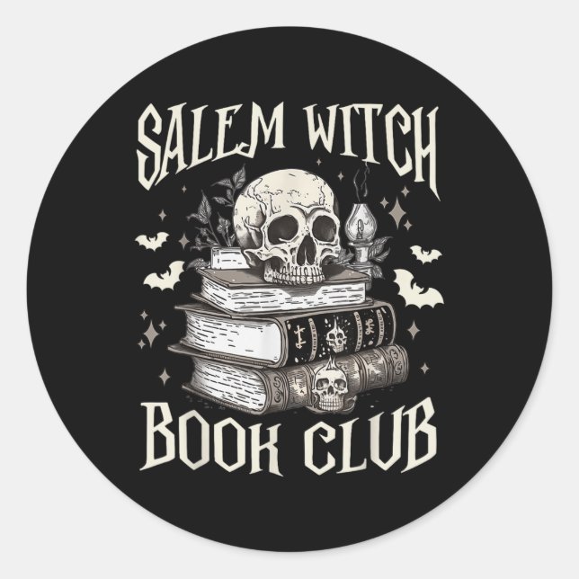 Salem Witch Book Club Halloween  Classic Round Sticker (Front)