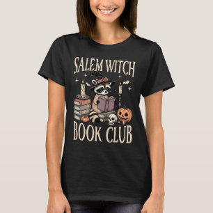 Salem Witch Book Club Halloween Racoon Witch Read T-Shirt