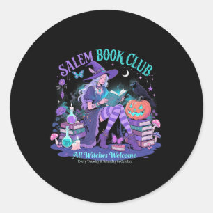 Salem Witch Book Club Halloween Reading Book Lover Classic Round Sticker