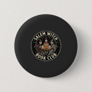 Salem Witch Book Club Halloween Skeleton Design_1 6 Cm Round Badge