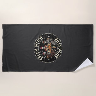 Salem Witch Book Club Halloween Skeleton Design_1 Beach Towel