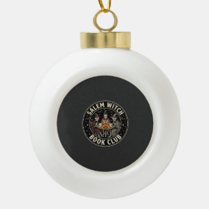 Salem Witch Book Club Halloween Skeleton Design_1 Ceramic Ball Christmas Ornament