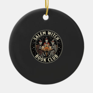 Salem Witch Book Club Halloween Skeleton Design_1 Ceramic Tree Decoration