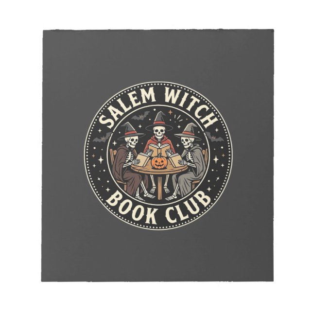 Salem Witch Book Club Halloween Skeleton Design_1 Notepad (Front)