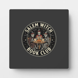 Salem Witch Book Club Halloween Skeleton Design_1 Plaque