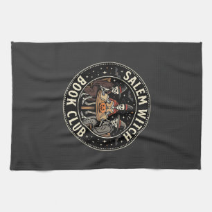 Salem Witch Book Club Halloween Skeleton Design_1 Tea Towel