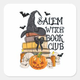 Salem Witch Book Club Halloween Square Sticker